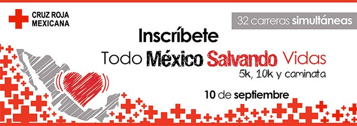 Póster invitación: Todo México Salvando Vidas - Carrera simultanea de la Cruz Roja Mexicana.